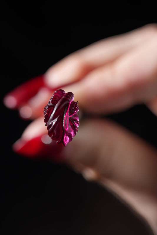 Hand-Carved Laboratory Ruby Heart